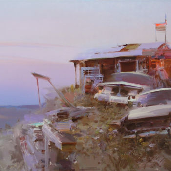 Malerei mit dem Titel "Old cars" von Sergii Poliakov, Original-Kunstwerk, Öl