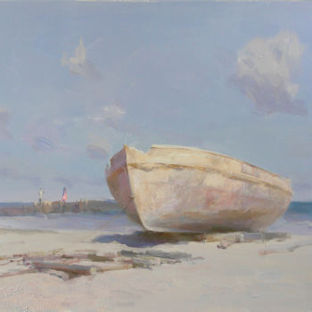 Painting titled "Boat" by Sergii Poliakov, Original Artwork, Oil