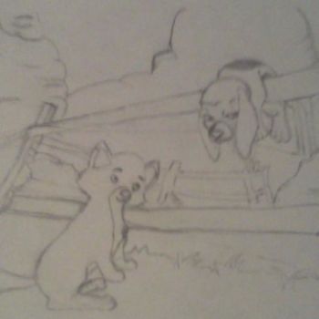 Dessin intitulée "Disney fox and the…" par Amber Escutia, Œuvre d'art originale, Autre