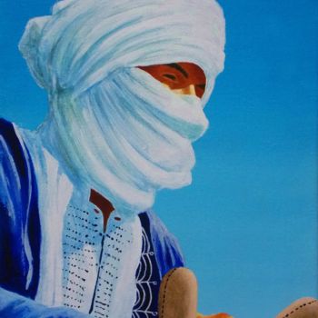 Pittura intitolato "Homme Bleu Acryliqu…" da Saïd Serge Berkane, Opera d'arte originale