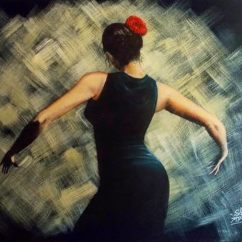 Peinture intitulée "Flamenco 92x73cm" par Saïd Serge Berkane, Œuvre d'art originale