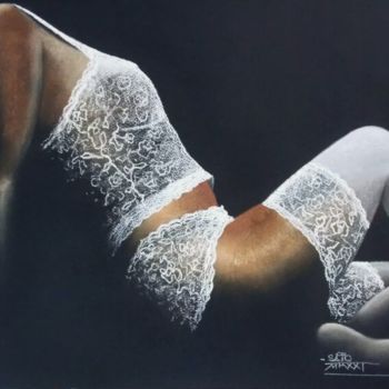 Painting titled ""Dessous et dentell…" by Saïd Serge Berkane, Original Artwork, Pastel