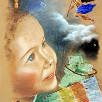 Pittura intitolato "Allégorie de l'enfa…" da Saïd Serge Berkane, Opera d'arte originale