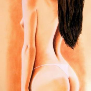 Картина под названием "Femme de dos" - Saïd Serge Berkane, Подлинное произведение искусства, Масло