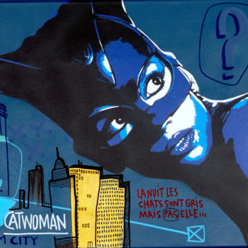 Картина под названием "Catwoman" - Spray Yarps, Подлинное произведение искусства, Трафарет