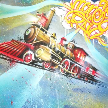 Картина под названием "Money train" - Krem, Подлинное произведение искусства, Рисунок распылителем краски