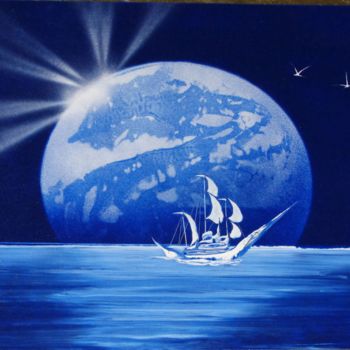 Painting titled "Blue ocean" by Alisa Amor, Original Artwork, Acrylic