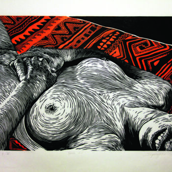 Printmaking titled "Yang 2.0" by Sabrina Spreafico, Original Artwork, Xylography