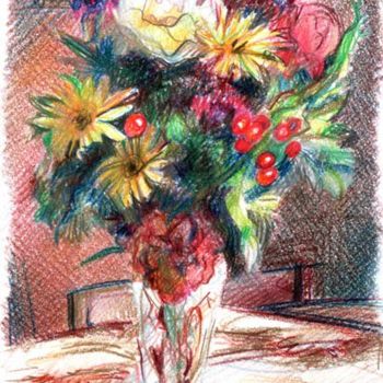 Painting titled "Vase of Flowers" by Anna Shipstone, Original Artwork