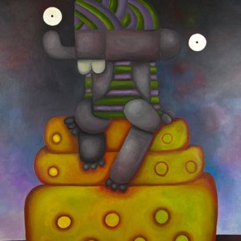 Painting titled "Homme assis sur un…" by Antony Squizzato, Original Artwork