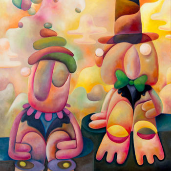 Schilderij getiteld "Twins" door Antony Squizzato, Origineel Kunstwerk, Olie