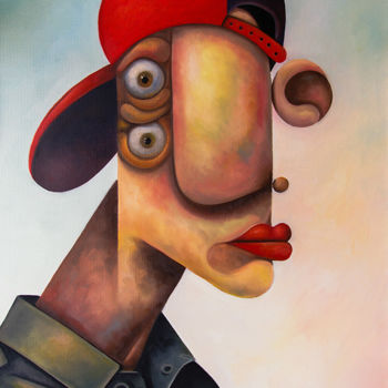 Painting titled "Claudio" by Antony Squizzato, Original Artwork, Oil