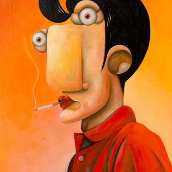 Painting titled "Serial smoker" by Antony Squizzato, Original Artwork, Oil