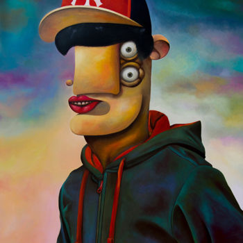 Painting titled "Justin B" by Antony Squizzato, Original Artwork, Oil