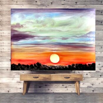 Painting titled "Jenny's Sunset" by Tatiana Sragar, Original Artwork, Oil