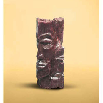 Sculpture intitulée "Two Faces" par Brushman, Œuvre d'art originale, Bois