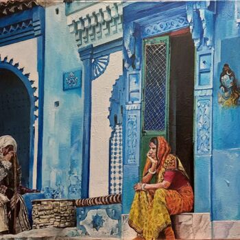 Peinture intitulée "Blue" par Sriparna Ghose, Œuvre d'art originale, Acrylique Monté sur Châssis en bois