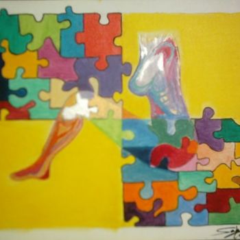 Painting titled "puzzle" by Sandra Soler, Original Artwork, Other