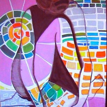 Schilderij getiteld "mosaico aura" door Sandra Soler, Origineel Kunstwerk