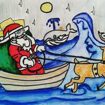 "Santa" başlıklı Tablo Shira Sadie tarafından, Orijinal sanat, Mürekkep