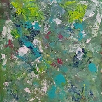 Painting titled "Green Panel" by Susan Marie Shultz, Original Artwork, Acrylic