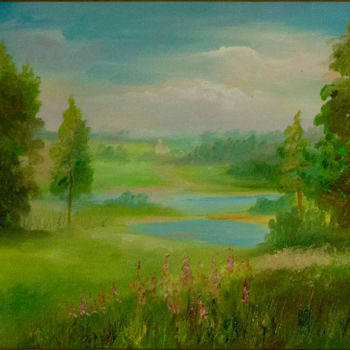 Painting titled "July" by Svetlana Solovyeva, Original Artwork, Oil