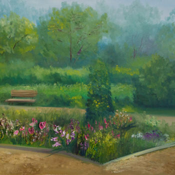 Painting titled "Sokolniky Park at S…" by Svetlana Solovyeva, Original Artwork