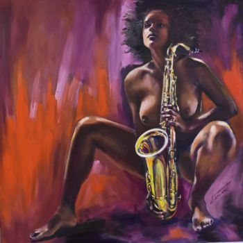 Peinture intitulée "Karin & Sax I" par Josée St-Amant, Œuvre d'art originale, Huile