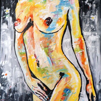 Painting titled "Irenka" by Stach, Original Artwork, Oil Mounted on Wood Stretcher frame