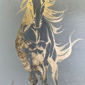 Pittura intitolato "Golden Stallion" da Stacy Boreal, Opera d'arte originale, Acrilico