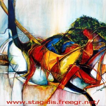 Painting titled "Shiny chords" by Diamantis Stagidis, Original Artwork