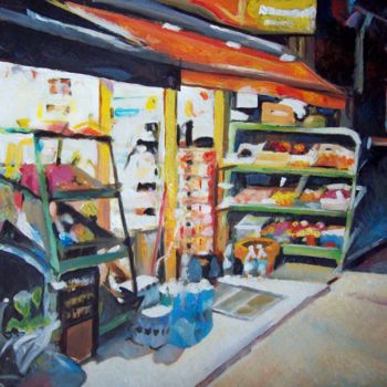 Painting titled "Night shop 3" by Stan Bigda, Original Artwork, Oil