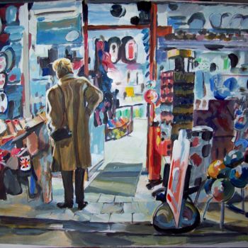 Painting titled "London Souvenir Shop" by Stan Bigda, Original Artwork, Acrylic