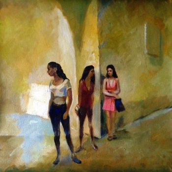 Painting titled "Waiting for Taxi" by Stan Bigda, Original Artwork, Oil