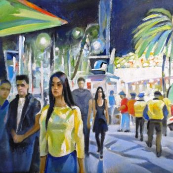 Malerei mit dem Titel "Summer Evening Walk" von Stan Bigda, Original-Kunstwerk, Öl