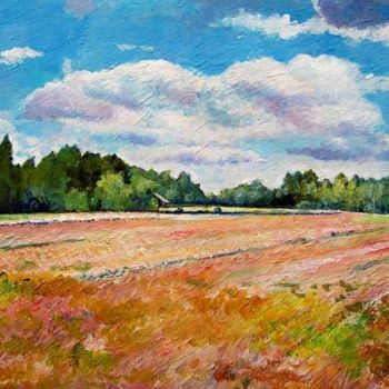 Painting titled "Rye field after the…" by Stan Bigda, Original Artwork, Oil