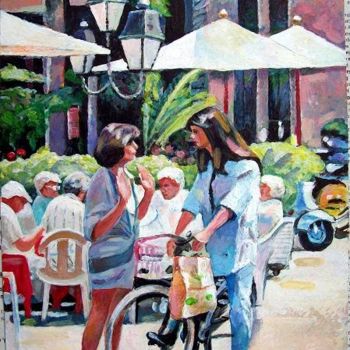 Pintura titulada "Street conversation" por Stan Bigda, Obra de arte original