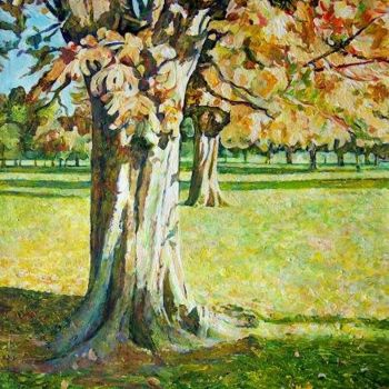 Pintura intitulada "Tree in Kensington…" por Stan Bigda, Obras de arte originais, Óleo