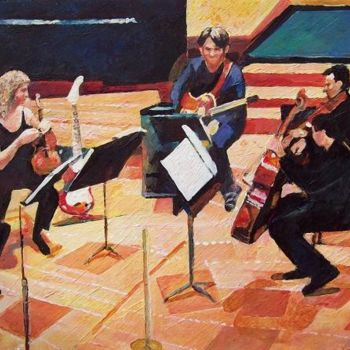 Schilderij getiteld "Musical Quintet" door Stan Bigda, Origineel Kunstwerk, Olie