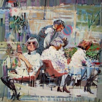 Pittura intitolato "Restaurant" da Stan Bigda, Opera d'arte originale, Olio
