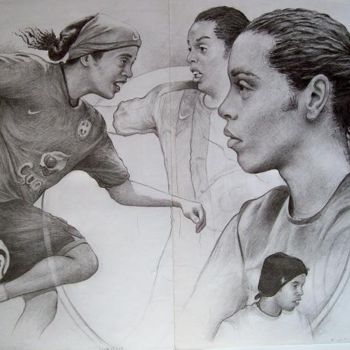 「Ronaldinho, the ex-…」というタイトルの描画 Stan Bigdaによって, オリジナルのアートワーク, グラファイト