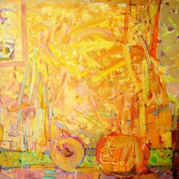 Painting titled "Still Life in Gold" by Stan Bigda, Original Artwork, Oil