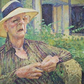 Malerei mit dem Titel "Lady in the garden" von Stan Bigda, Original-Kunstwerk