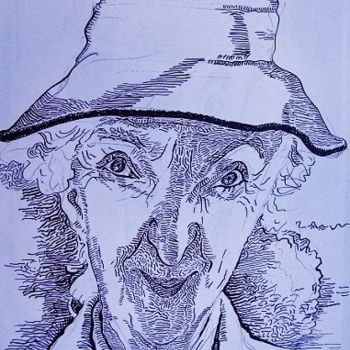 Zeichnungen mit dem Titel "Face 3 mm" von Stan Bigda, Original-Kunstwerk, Tinte