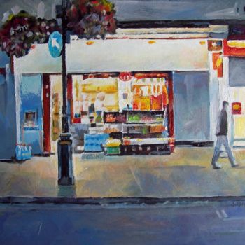 Painting titled "Night shop at Paddi…" by Stan Bigda, Original Artwork, Oil