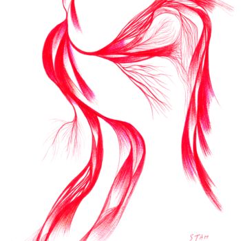 「lady-in-red.png」というタイトルの描画 Stan.Phiによって, オリジナルのアートワーク, ボールペン