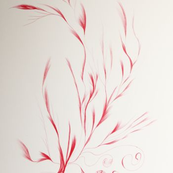 Dibujo titulada "feuilles-rouges-en-…" por Stan.Phi, Obra de arte original, Bolígrafo