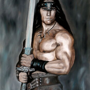 Painting titled "Conan the Barbarian…" by Stanimir Stoykov, Original Artwork, Oil