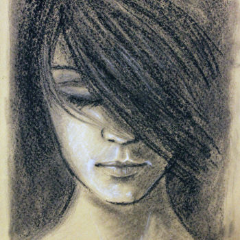 Desenho intitulada "Face" por Stanislao, Obras de arte originais, Carvão