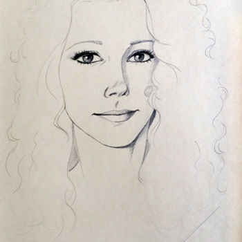 Drawing titled "Pretty face" by Stanislao, Original Artwork, Ballpoint pen